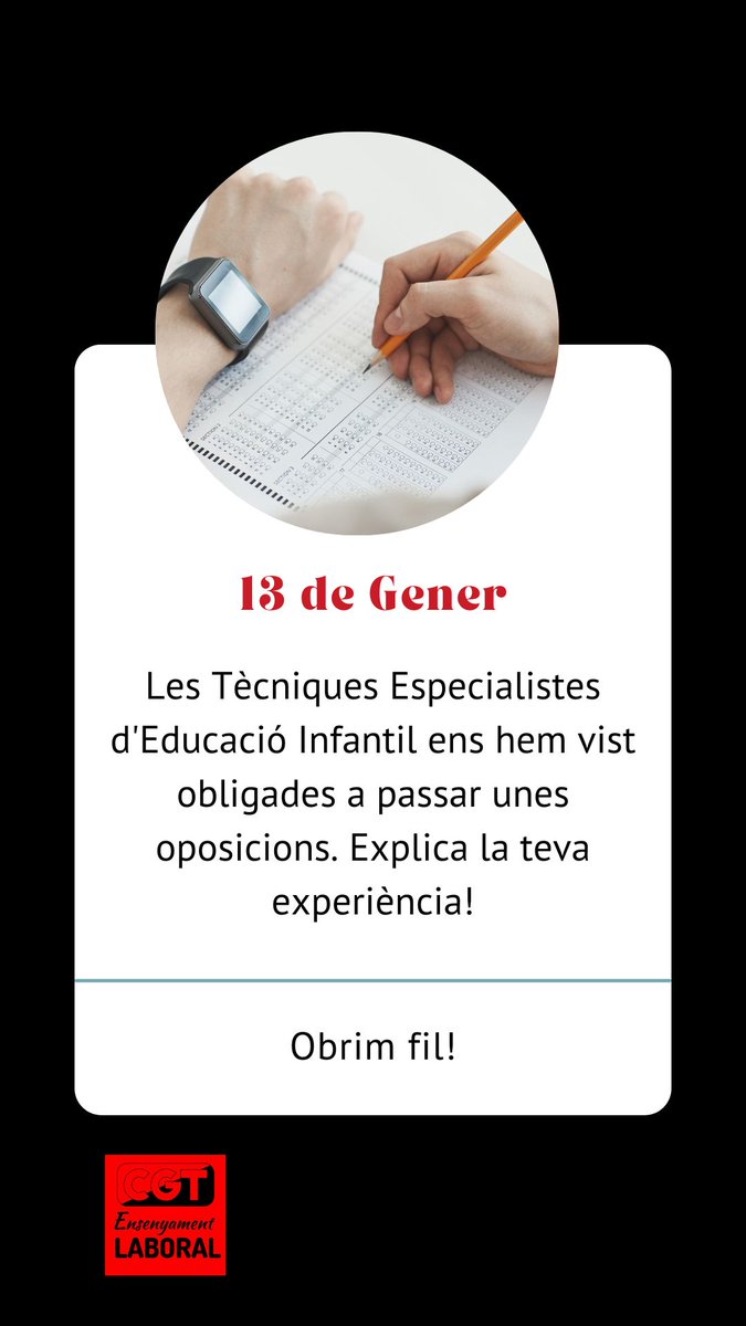 CgtLaborals's tweet photo. Les #TEEI és un cos creat el curs 04-05. Fins el 2020 @educaciocat no va convocar #oposicons ‼️ 

Els responsables segueixen impunes i moltes #TEEI sense feina després de #15anys ‼️

@Esquerra_ERC 
@JosepGCambray 
@cupnacional
@bashachanguerra
@JuntsXCat 
#lalluitacontinua https://t.co/HrQg9DqXlF