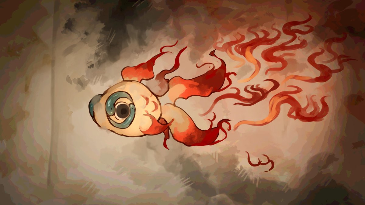 fire full body no humans one-eyed pokemon (creature) solo traditional youkai  illustration images
