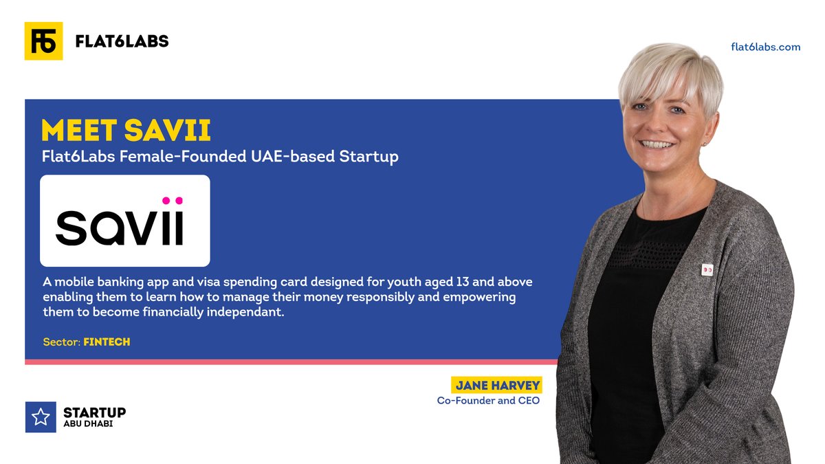 Flat6Labs's tweet image. Meet our #UAE-based #femalefounded #fintech #startup Savii which is helping the youth manage their money responsibly to become financially independent💰

Apply to #AbuDhabi Seed Program to get #funding, mentorship, legal support and more🇦🇪👉 hubs.li/Q01xTfrT0 

@disruptad