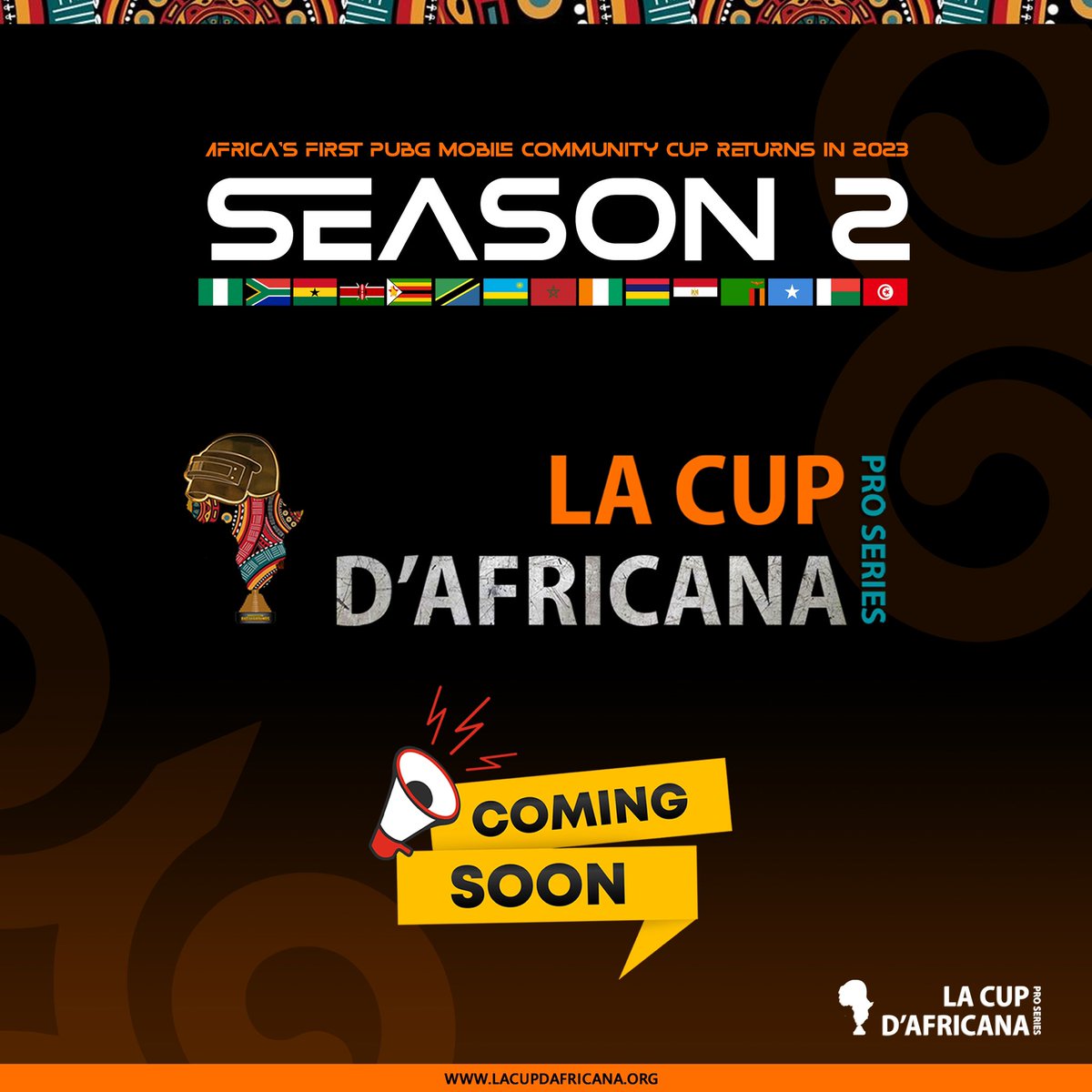 LaCupdAfricana's tweet photo. Are you ready Africa! 

It’s time to dust your guns, grenades ands supplies. The most anticipated @PUBGMOBILE African community cup returns in 2023 #LaCupDA🇳🇵

#LacupExperience #LaCupSeason2 https://t.co/XTgg79Fk9S