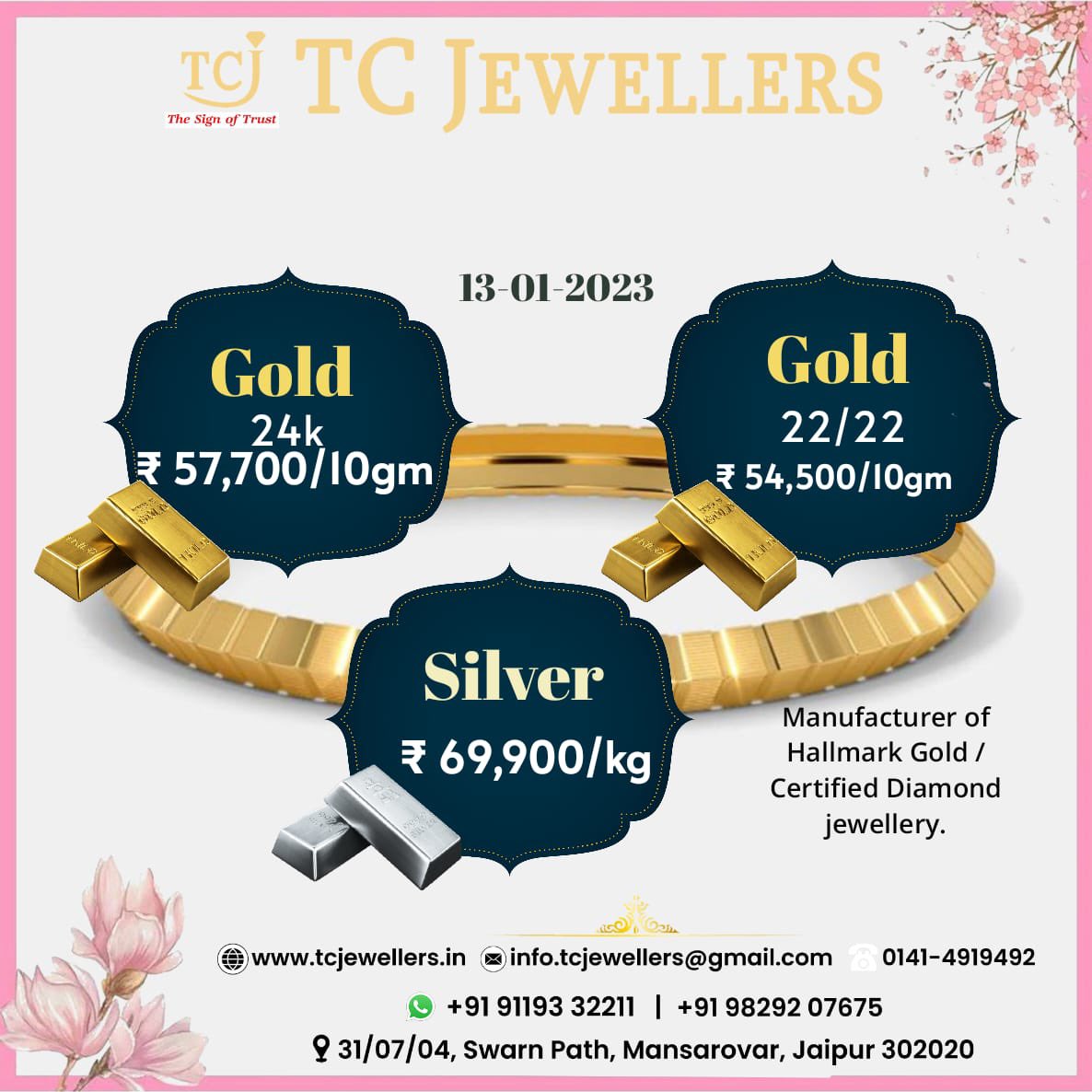 #goldpricetoday 
#goldprice 
#jaipurgoldprice
#silver 
#diamond 
#tcjewellers
 #jaipurjewellery