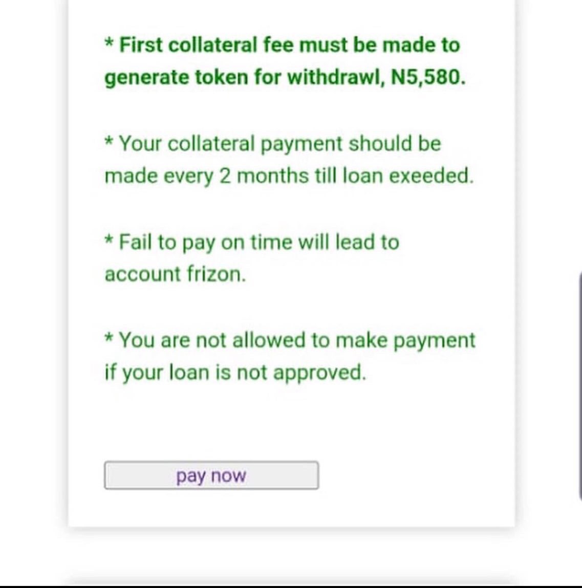 NirsalMFB's tweet photo. Disclaimer❗️scammers are circulating text msgs informing individuals their NYIF loan has been approved, requesting they pay some money to get their token. Pls note NMFB will never ask you to pay any amount of money to access our  products. Beware of fraudsters ⚠️ #nmfbcares #tgif https://t.co/giSVgEM2gX