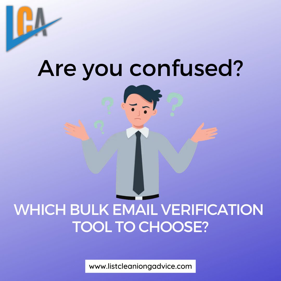 Are you confused about choosing the right Bulk email verifier tool for your business?
.
Come to listcleaningadvice.com. Here, you will find all your solutions with accurate information.
.
#LCA #emailmarketing #emailverification #Emailvalidation #bulkemailverification