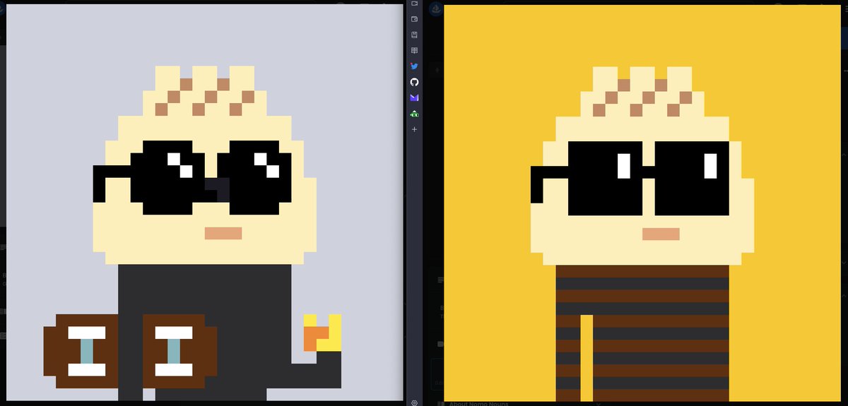 <a href="/thenounsquare/">The Noun Square ⌐◨-◨</a> My OG <a href="/gnars_dao/">Gnars</a> and today's <a href="/nomonouns/">nomo nouns</a> is best frens now