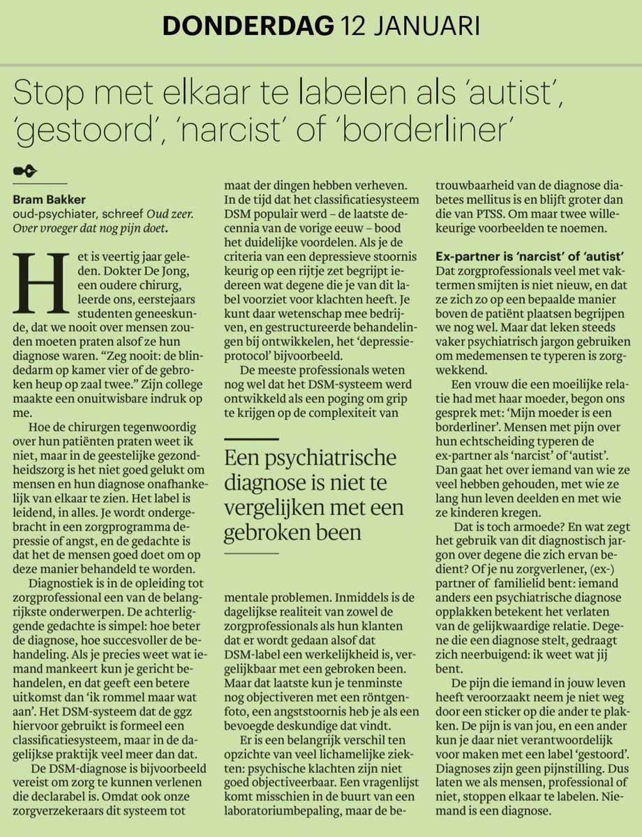 drbrambakker's tweet photo. Er zijn echt veel mensen die ‘oud zeer’ hebben van de diagnostische kreten die ze als jong mens al kregen toebedeeld https://t.co/feG6DWm7QY