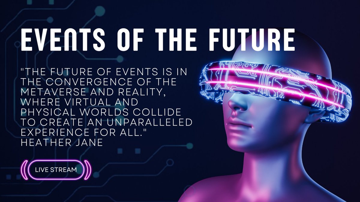 heatherspurpose's tweet photo. "The future of events combines #metaverse & reality for an unparalleled, inclusive experience. #RealLifeEvents & #metaverseevents complement each other, making events more engaging, interactive, and sustainable. Don't miss out on the future of events! #eventplanning #innovation" https://t.co/VYpDJXj1tY