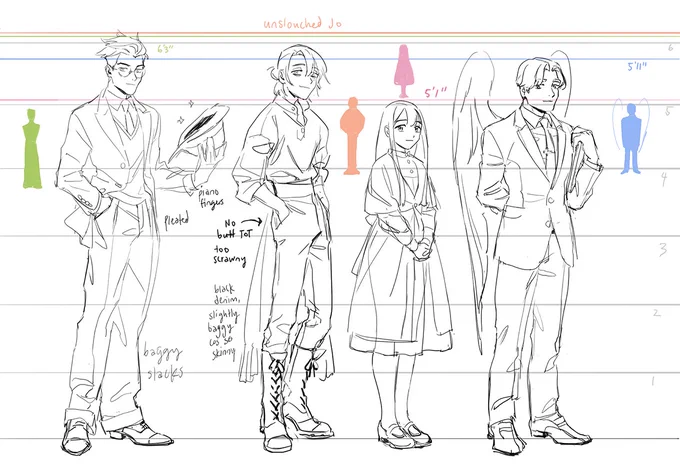 i have to draw reference sheets of these guys someday so I decided to start with a height chart 