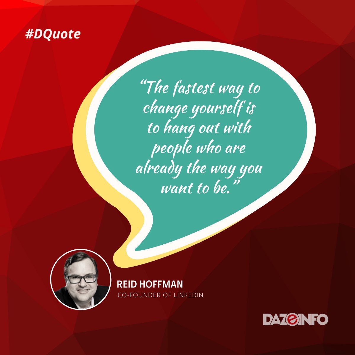 iamamanarora02's tweet photo. RT Dazeinfo "Surrounding yourself with "The Right People" changes everything!
#dazeinfo #dquotes #quoteoftheday @reidhoffman https://t.co/kSdabHtXbi"