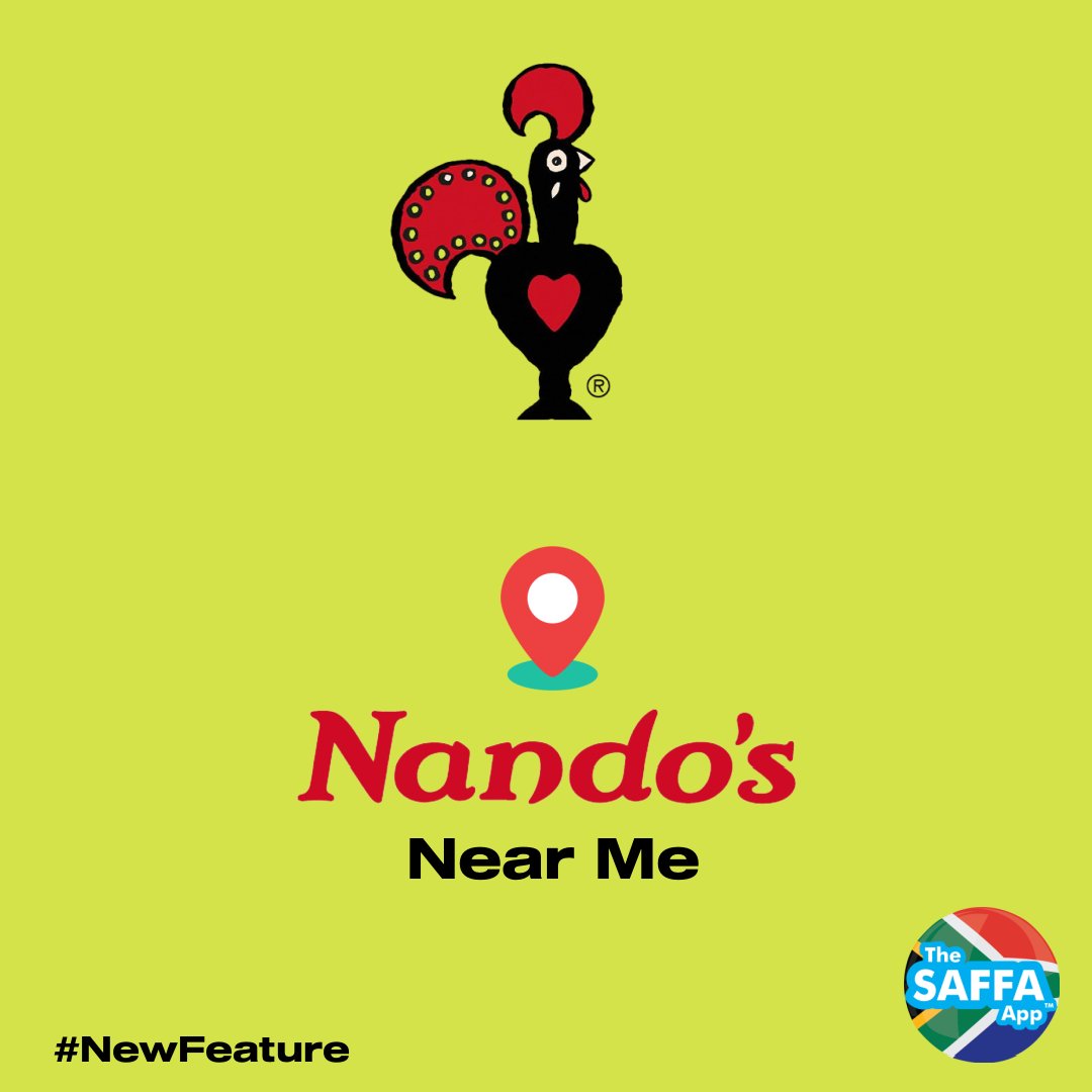 TheSaffaApp's tweet photo. @NandosSA @NandosUSA @NandosUK @nandosuae  can now be discovered via the #NewFeature #NandosNearMe on @TheSaffaApp https://t.co/PWL5S6zomQ