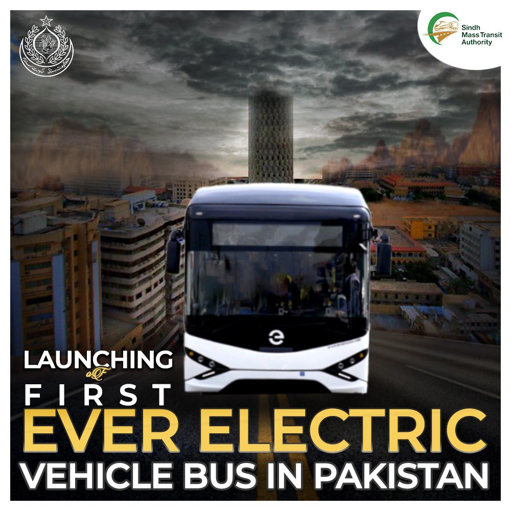 GhanwerIsran's tweet photo. Yet another milestone accomplished by Peoples Government. Transport dept GOS  @SMTA_GoS launching electric buses service for the first time in Pakistan for the people of #Karachi. Ab Safar Hoga Asaan ! @BBhuttoZardari @sharjeelinam @SumetaSyed https://t.co/hzyvEfsJWP