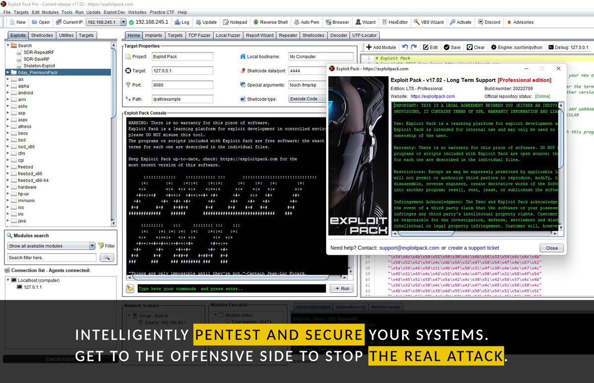 Exploit_Pack's tweet photo. Ready for that next pentest? You can get all the tools you need from https://t.co/Iac8ORlZCl Happy Hacking!

#CyberSecurity #infosec #0day #exploitpack #cybersec #infosecurity #Exploit #Hacking  #Pentesting #networksecurity https://t.co/e93MwMSCU6