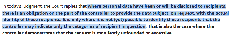 ArticleEightIE's tweet photo. This is a significant clarification from the Court on the information data controllers are obliged to provide to data subjects when responding to a Subject Access Request.

➡️ Press release: https://t.co/QLGD5YGytv

➡️ Judgment: https://t.co/P0w3GGfIbV https://t.co/Y2trcmtLbA