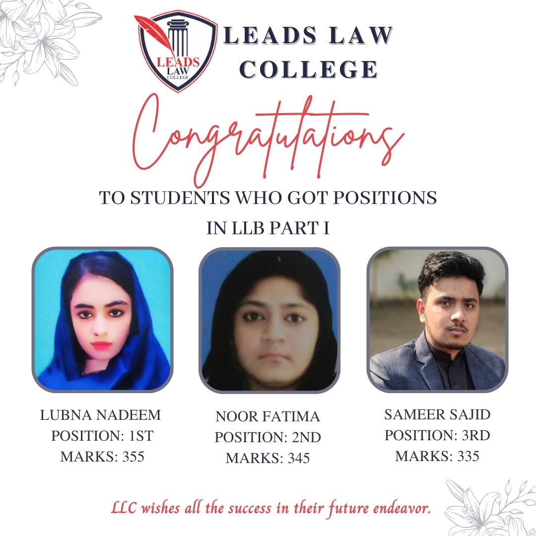 leaderslawllc's tweet photo. PART I POSITION HOLDERS👍🏻🌟
Congrats to all of you from Leads Law College. Wishing you a beautiful future filled with new possibilities.
#leadslawcollege #llc #llcstudents #motivation #llcteam #congratulations #congrats #studentsresult #result #college #students #outstanding https://t.co/doSwhzO8z7