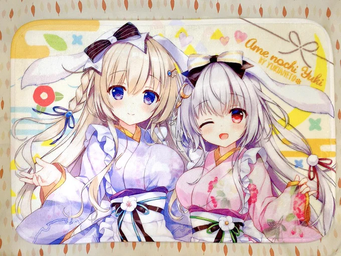 うさぎ姉妹ふわふわマット実物サンプル写真撮りましたとっても鮮やかな発色でかわいい1月15日までBOOTH受注中です 