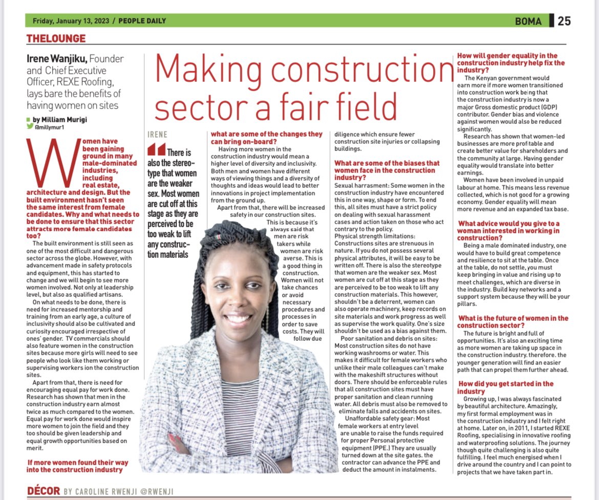 The construction industry though male dominated is also very welcoming. Happy to have contributed to this article detailing the benefits of having more women in the construction industry. 
#womeninbusiness #womeninrealestate #constructionlife #constructionindustry