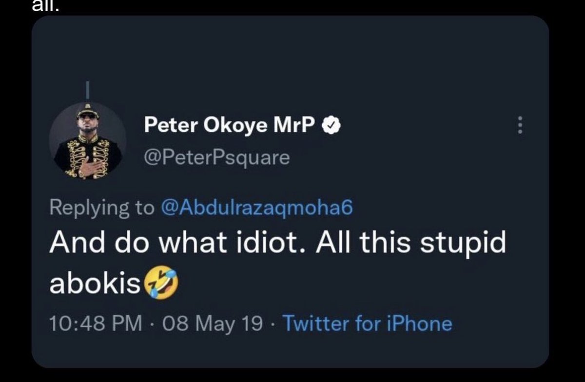 africanoidspace's tweet photo. I am not in support of @BrymOlawale’s statement at all but we should also not sweep that of @peterpsquare under the carpet. He is also guilty of same thing we all accuse Brymo for today. Peter Psquare is an id!ot for a statement like this. He should be cancelled too https://t.co/fMt7kqprJM