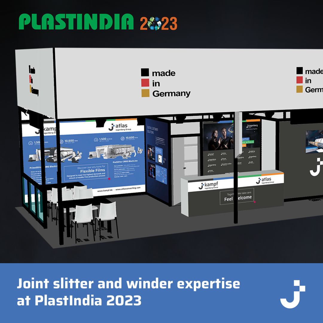 From February 1 to 5, we invite you to meet us at the #PlastIndia 2023 in New Delhi, India. 
At our joint booth, Kampf Schneid- und Wickeltechnik and Atlas Converting will showcase their combined portfolio for the flexible #film industry.
See you in February at Booth 4H-FP-C-10.