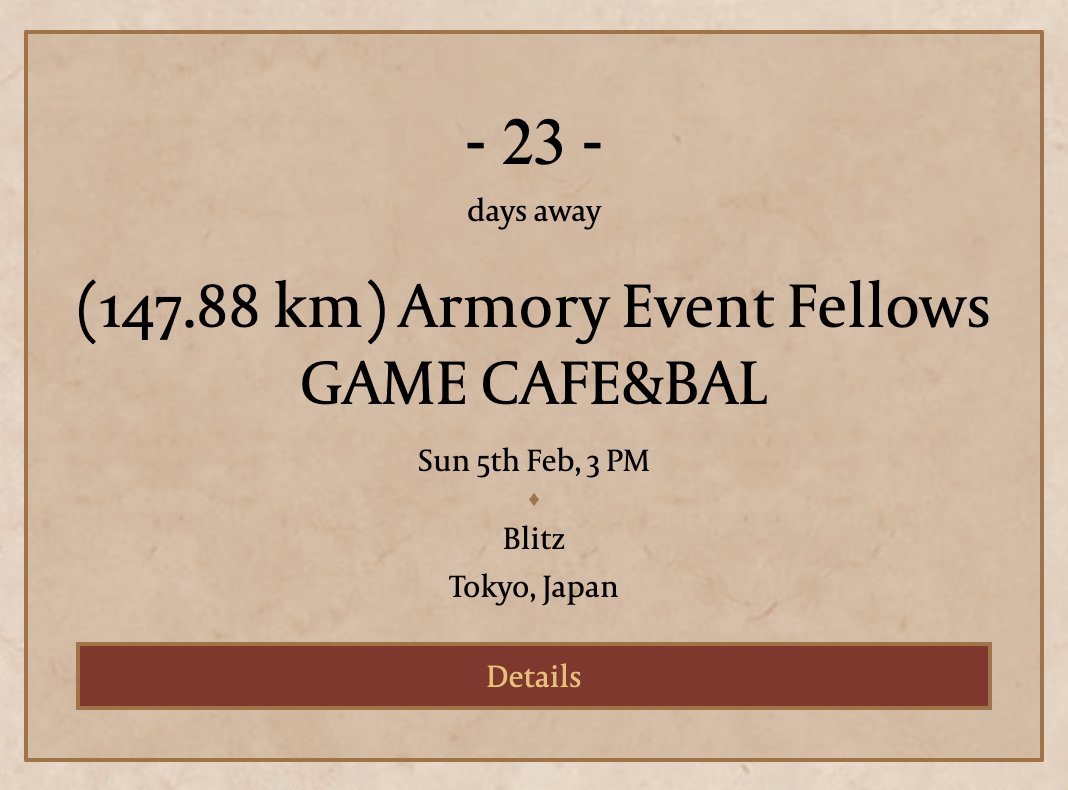 Fellows_GOTTA's tweet photo. 2月より毎週日曜日の15:00より #FaB #ArmoryEvent を開催致します✨
月末頃に改めてイベント詳細を公開させていただきますので、それ以降にイベント参加のご予約も承らせて頂きます‼️
ぜひご参加ください☺️

#Fellows_TCG
#fabtcg https://t.co/9ZCSrbhpJb