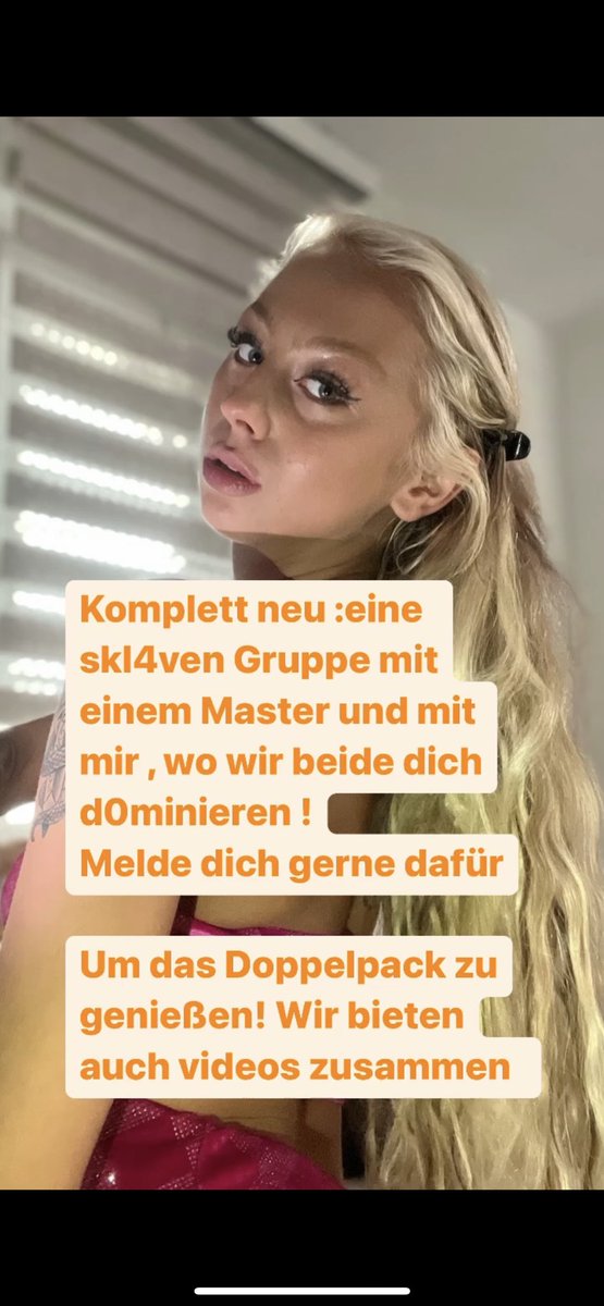 Beckyblondex's tweet photo. Eine Gruppe mit mir und einem Master ? Melde dich gerne dafür ! Mal was ganz neues und doppelte Domination! Melde dich gerne dafür https://t.co/efi9mbGbZP https://t.co/brZVER31pU