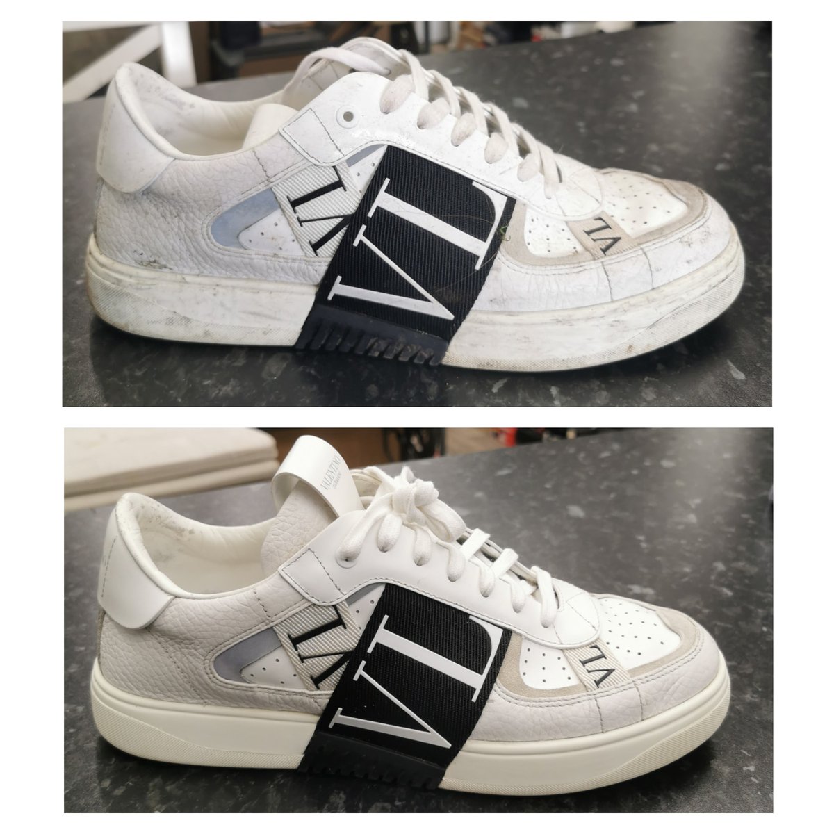 Valentino Full Exterior Clean £33
We do not charge more because of the brand "Premium Service" is a method people use to take more money from you. We are a family business. Drop off &amp; collect or post to our shop dgslltd.co.uk  #sustainable #fashion #trainers #sneaker