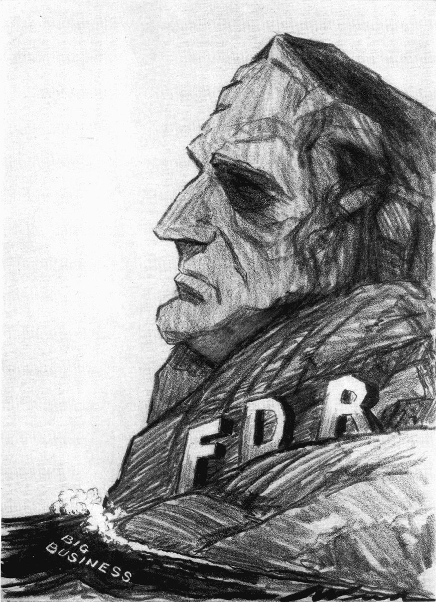 LRonLacy's tweet photo. In #JANUARY, 1934
The New Deal in cartoons
FDR and Big Business. Cartoon by Clive Weed from Life, January 1934.
#cartoons #cartoonists #CliveWeed #GreatDepression #FDR #TheNewDeal #NRA https://t.co/2vgqHlD48T