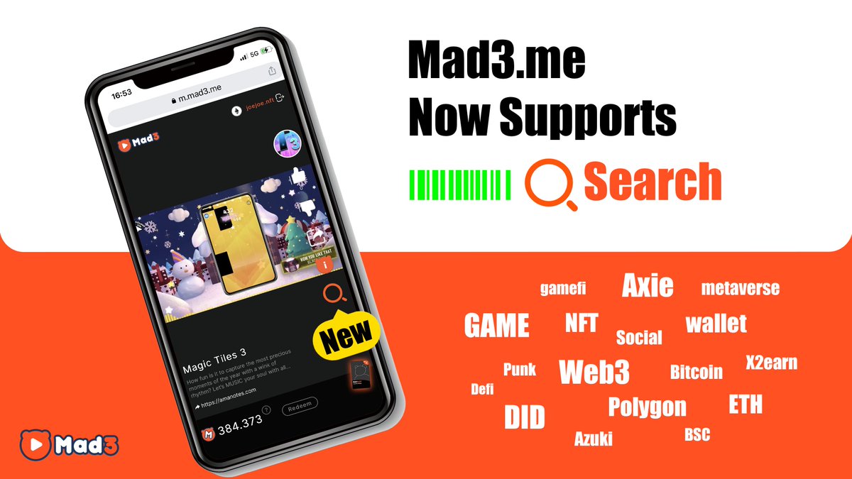 MadMen_DAO's tweet photo. 🎉#Mad3 New feature updates!

🌟Nice and handy! Now you can search for the video you want on Mad3 by one or more words and keep browsing!

▶️Pls experience it in https://t.co/Sn9izCz9r9 mobile web version

😉🫶Feel free to give feedback⏬⏬⏬ https://t.co/H1DRtySZS6