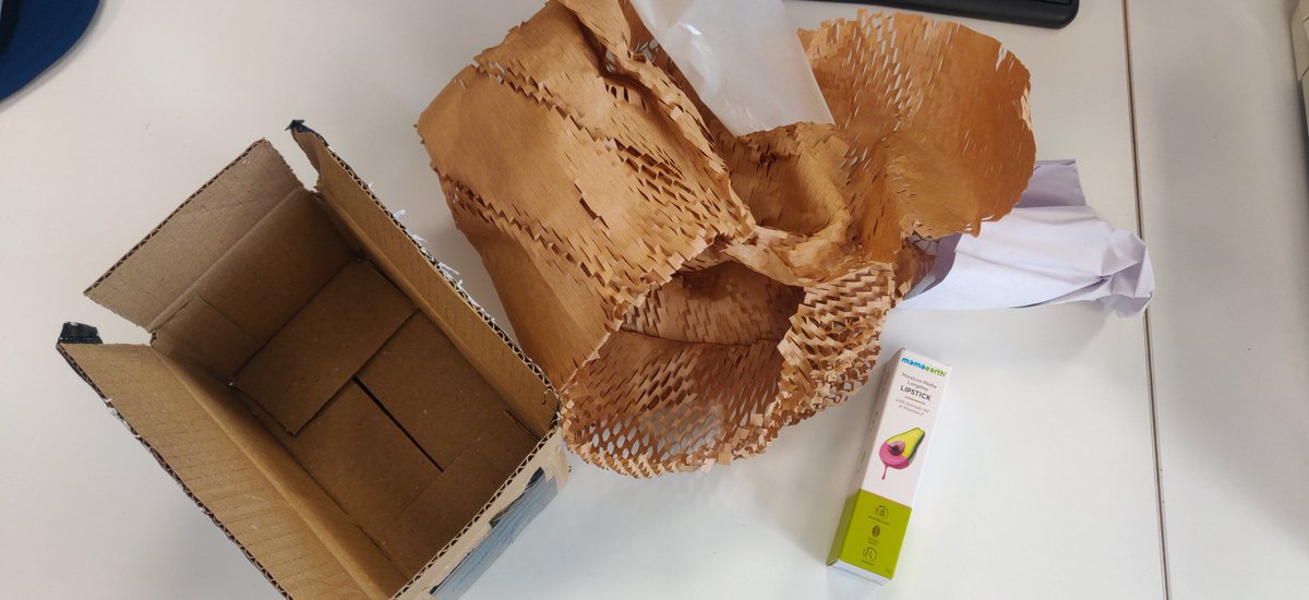 aastha_dabral's tweet photo. See! @amazonIN on the path of #sustainability, #climatechange one single lipstick packed in this mere packaging #amazonpackaging https://t.co/h3c6MCZ4pw