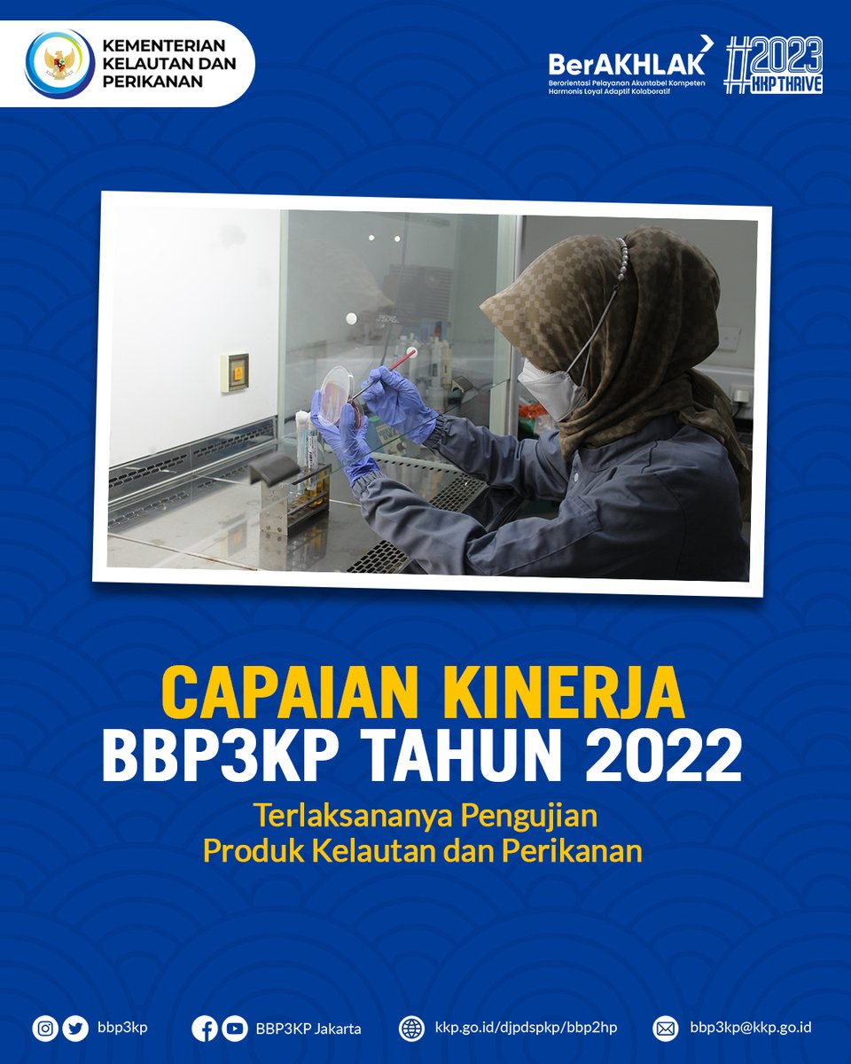 bbp3kp's tweet image. Nah #SobatBalbes, capaian kinerja tahun 2022 juga dilakukan oleh BBP3KP di bidang pengujian produk kelautan dan perikanan lho.
#Pengujian #KKPThrive #KKPGOID #BBP3KPJaya