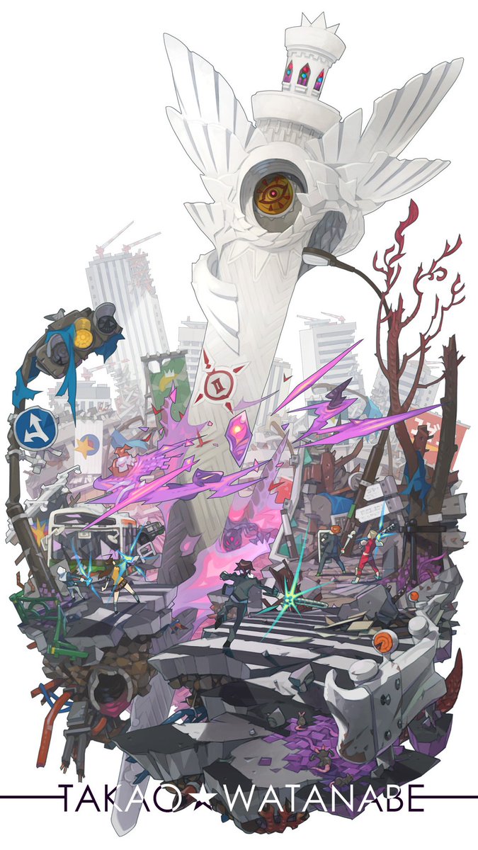 「『都市に落ちる槍』僕が制作に携わっていたゲーム『世紀末デイズ』の世界観で個人的に」|渡辺孝夫のイラスト