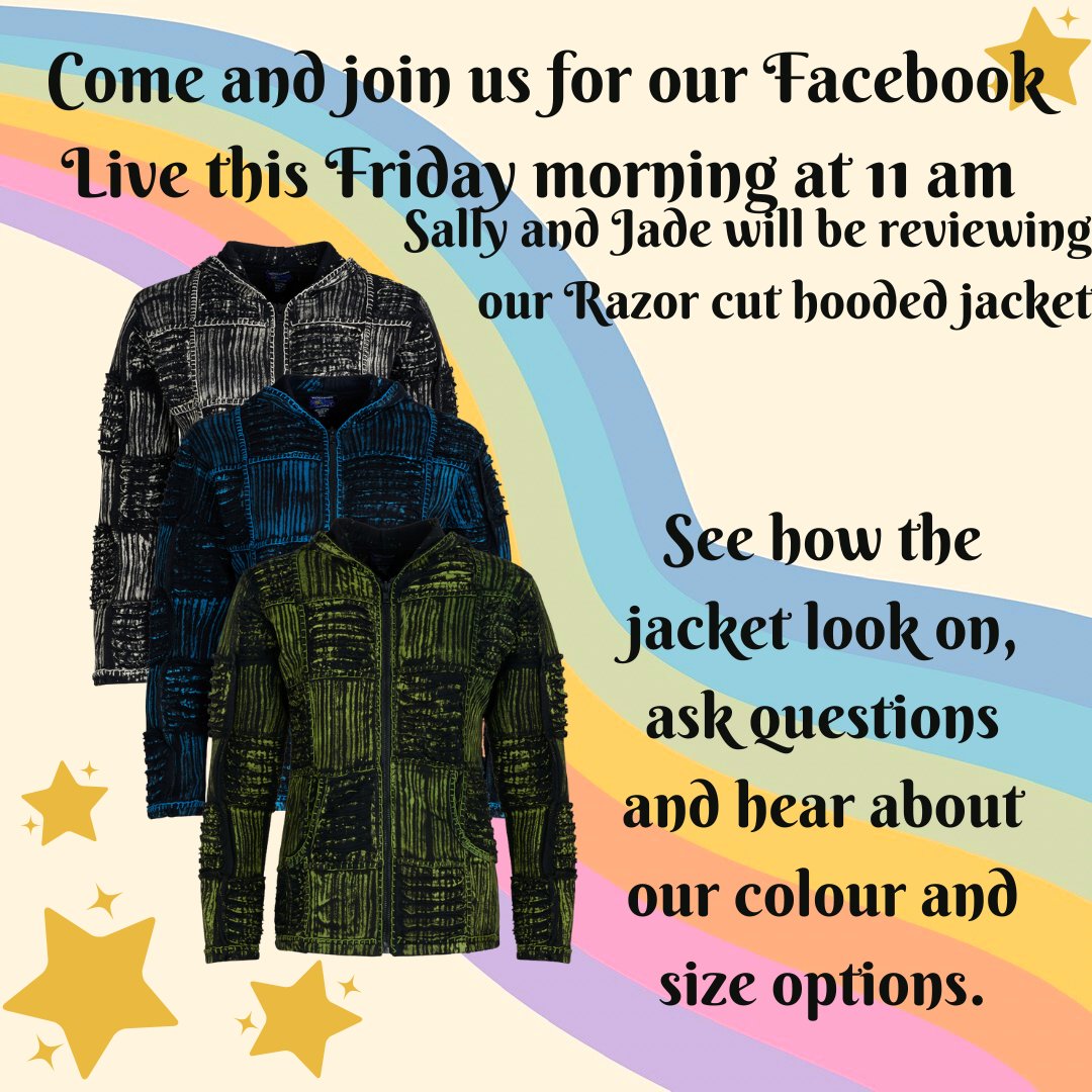 WickedDragonUK's tweet photo. Are you joining us, 11am TODAY! Sally and Jade, the dynamic duo 🤣
Will be bringing you a review of the Geometric print baggy trousers and the Razor cut hooded jacket. See you there https://t.co/N6nbsch70P
