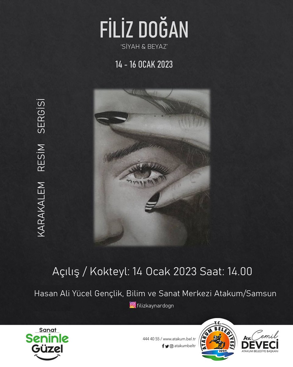 Merkezimiz, kapılarını sanata açmaya devam ediyor.

Dr. Öğr. Üyesi Filiz Kaynar Doğan'ın imzasını taşıyan ve birbirinden özel eserlerden oluşan 'Kara Kalem Resim Sergisi' 14 Ocak Cumartesi günü saat 14:00'te Atakumlu sanatseverlerin ziyaretine açılıyor.