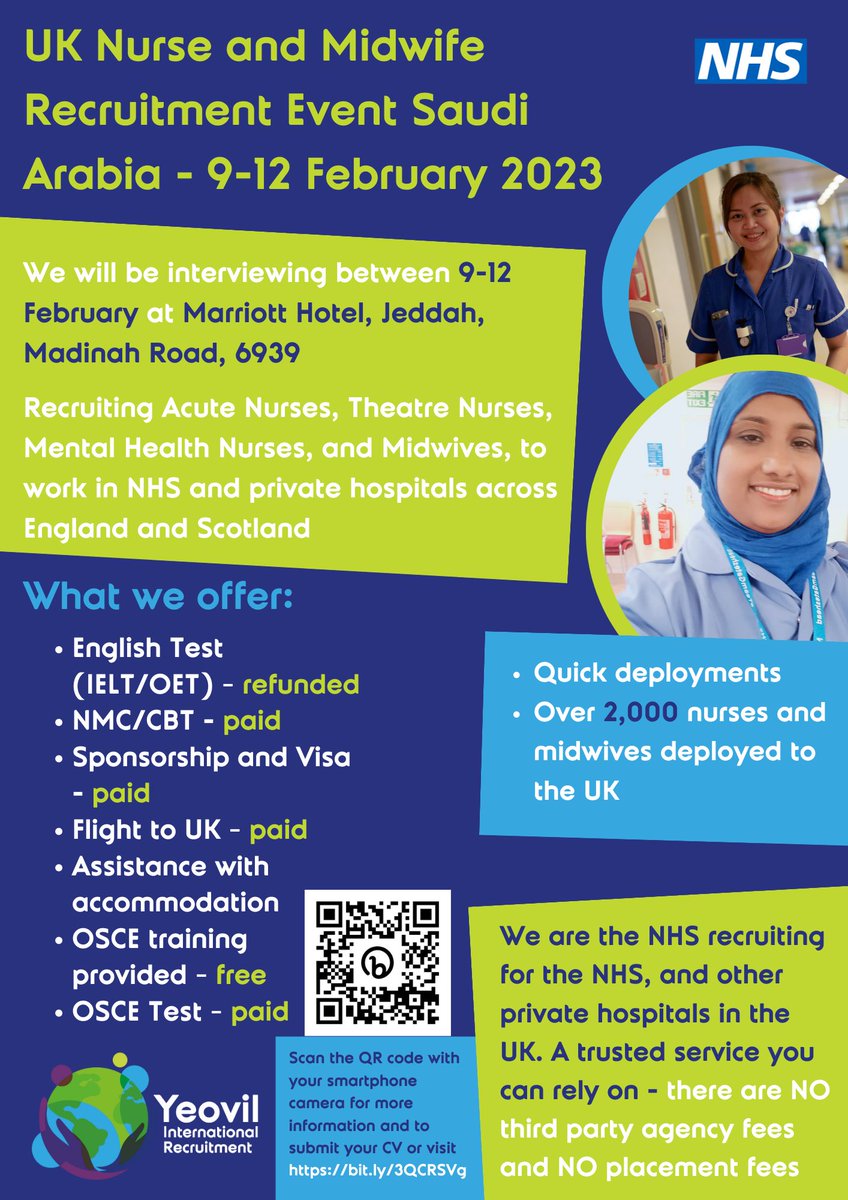 Patricia Spruce MBE (@patriciaspruce) on Twitter photo Excited to announce our first UK Nurse Recruitment Event, and it’s a new country 🤩 We are looking forward to meeting nurses, midwives and OTs in Kingdom of Saudi Arabia 🇸🇦 <a href="/YeovilIR/">Yeovil International Recruitment</a> Excited to announce our first UK Nurse Recruitment Event, and it’s a new country 🤩 We are looking forward to meeting nurses, midwives and OTs in Kingdom of Saudi Arabia 🇸🇦 <a href="/YeovilIR/">Yeovil International Recruitment</a>