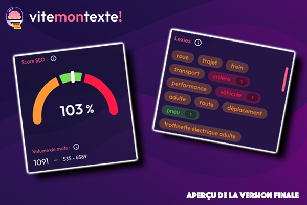 Dernier teasing sur la version finale de Vitemontexte

Nous avons gardé le meilleur pour la fin !
Indice : il y a un lien avec le SEO 👀

➡️ On vous laisse deviner à quoi correspondent les captures d'écran ci-dessous 😉

RDV semaine prochaine pour l'annonce du lancement 🚀