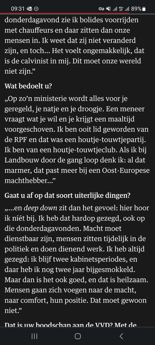 SimonFritschij's tweet photo. Mooiste passage uit dit interview. 

Macht moet dienstbaar zijn en nooit wennen. https://t.co/LWDeKvQyUX