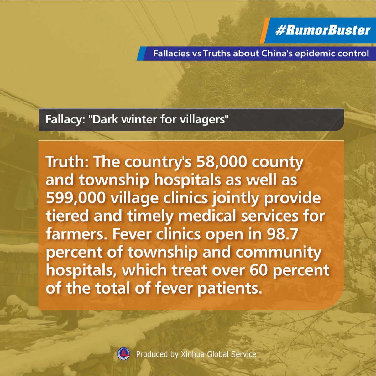 XHNews's tweet photo. #RumorBuster
Truth: China's 58,000 county and township hospitals as well as 599,000 village clinics can provide rural patients with tiered, timely and convenient medical services https://t.co/CQT9EEizBX https://t.co/nLRj6Vch5o
