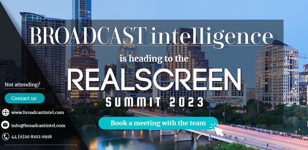 IntelBroadcast's tweet photo. Are you attending the Realscreen summit in 2023?
Book a meeting with the Broadcast Intelligence Team and explore what the platform can do for you! https://t.co/Hfv856ZU4V
#broadcast #tvproduction #producer #programming #broadcasting #commissioning #realscreen2023 #texas https://t.co/9LB4lgah7z