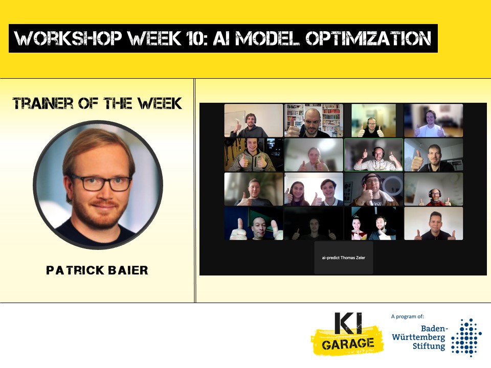 KI-Garage (@garage_ki) on Twitter photo 👂 “Once we deploy a new model, we often fall into the data bias.”
🎯 Our tenth workshop with our workshop leader Patrick Baier from <a href="/HKAnews/">Hochschule Karlsruhe</a> on the topic “AI Model Optimization” had great insights and hands-on recommendations. Thank you again, Patrick! 👂 “Once we deploy a new model, we often fall into the data bias.”
🎯 Our tenth workshop with our workshop leader Patrick Baier from <a href="/HKAnews/">Hochschule Karlsruhe</a> on the topic “AI Model Optimization” had great insights and hands-on recommendations. Thank you again, Patrick!
