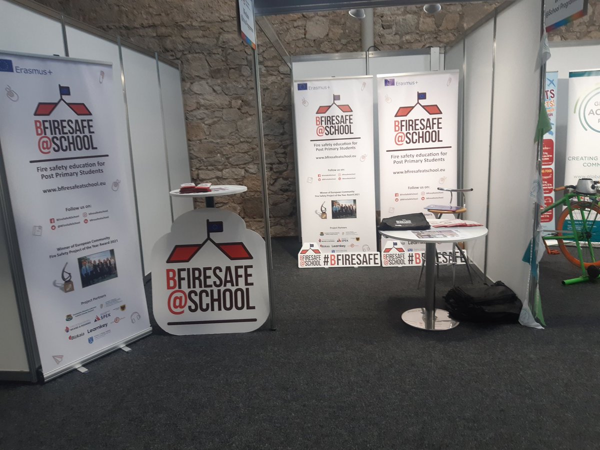 BFireSafeSchool's tweet image. All set to go for Day 2 of @BTYSTE. Come and visit our award winning #FireSafety programme for #postprimary schools at Stand W48 @ETBIreland @Leargas @Education_Ire @FireSafetyIre