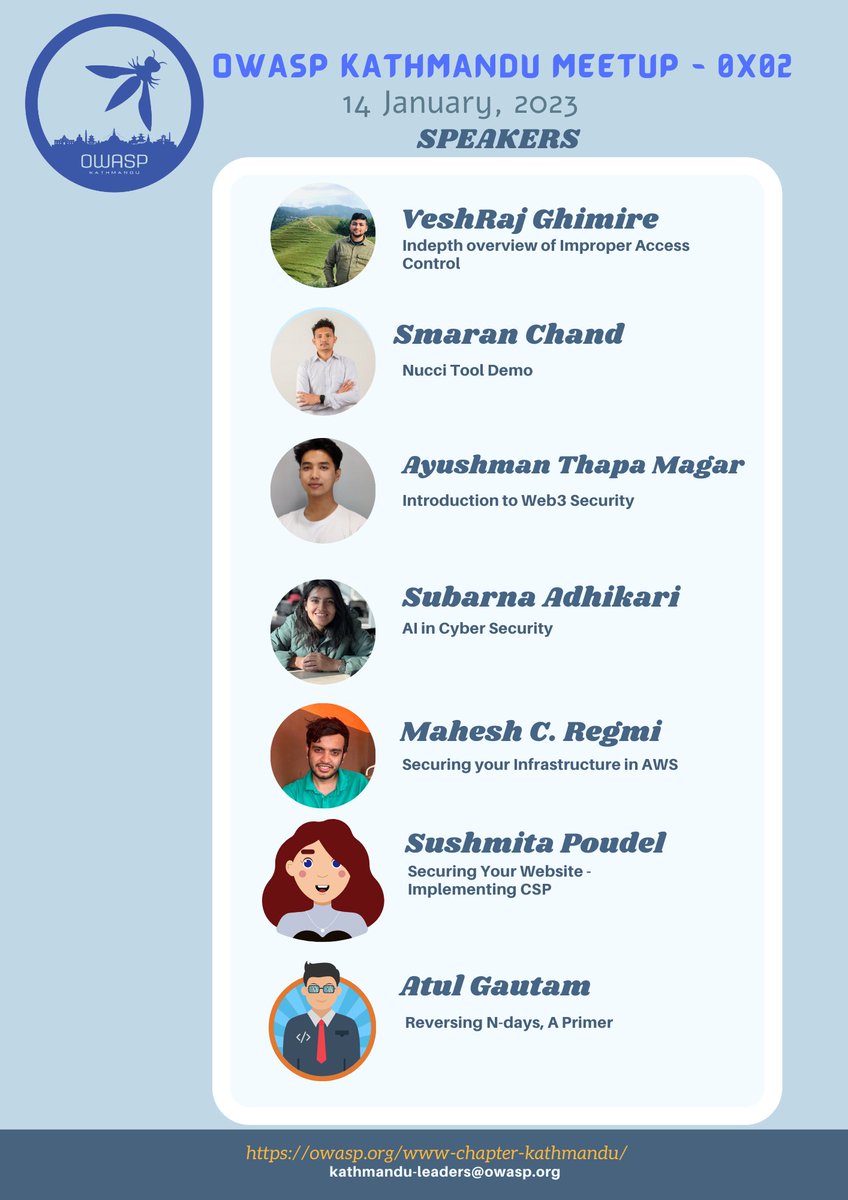 Meet our speakers. <a href="/GhimireVeshraj/">Veshraj Ghimire🇳🇵</a> <a href="/smaranchand/">Smaran Chand</a> @regmicmahesh