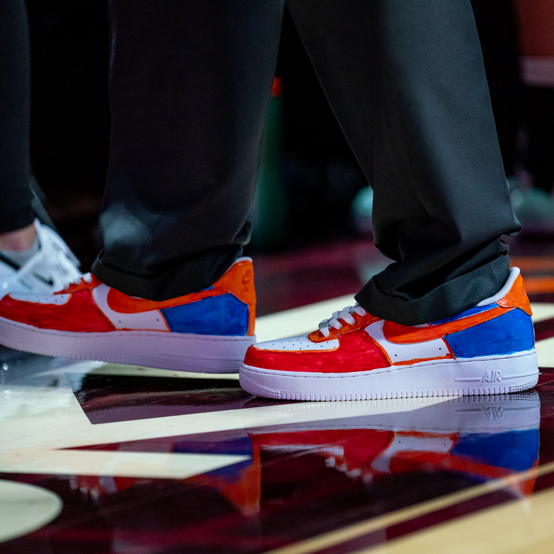 hokiesports's tweet photo. What a night ☺️

@HokiesWBB's staff had the honor of wearing these custom shoes painted by @CarilionClinic's pediatric oncology patients for 𝗖𝗼𝗮𝗰𝗵𝗲𝘀 𝘃𝘀. 𝗖𝗮𝗻𝗰𝗲𝗿.

Text 'Carilion' to 71760 to bid on the shoes 📲