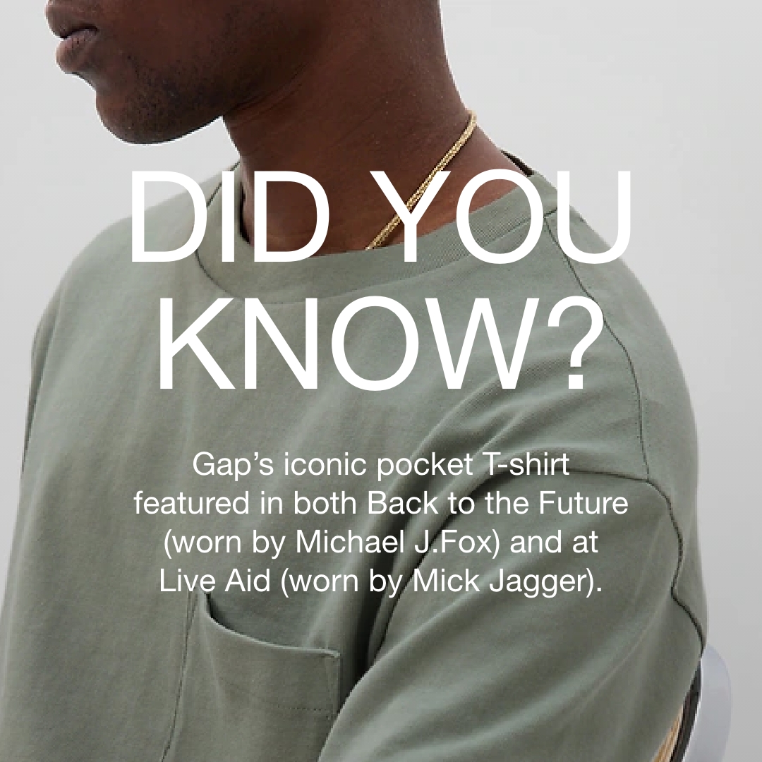 UKGap's tweet image. Check out this fun fact about Gap's iconic Pocket-T.