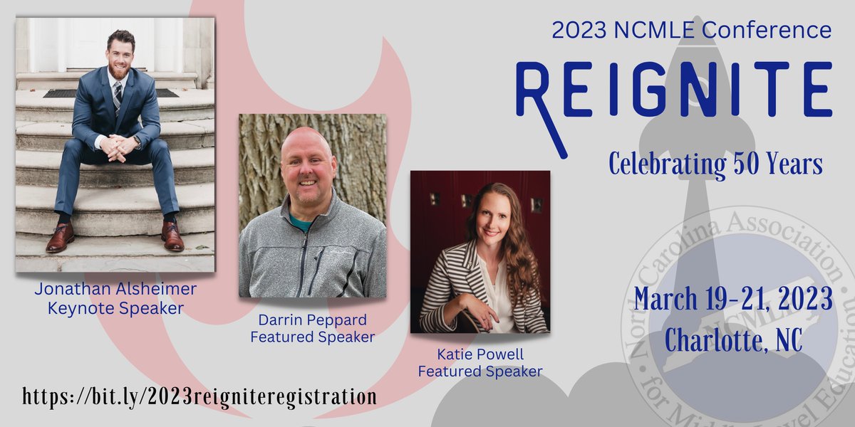 #NCMLEReignite2023  Coming in March! Reigniting your Middle School passions. Looking forward to seeing colleagues who will inspire us!!!