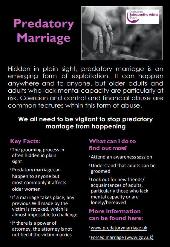 Safeguarding against predatory marriage
