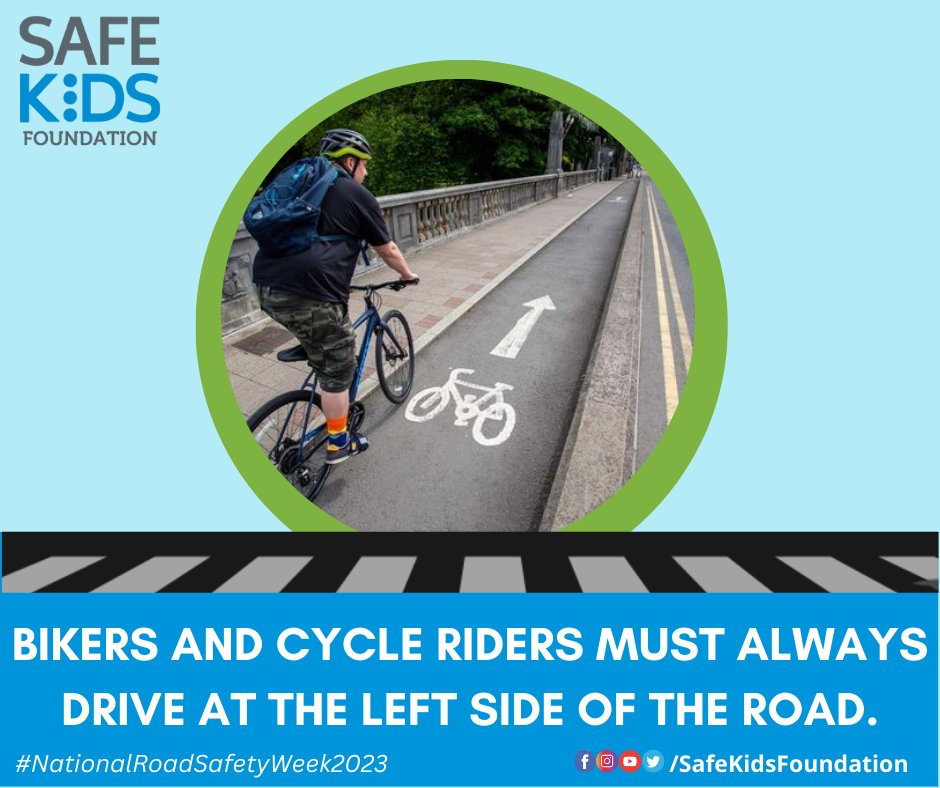 SafeKidsIndia's tweet photo. #NationalRoadSafetyWeek2023

Bikers and cycle riders must always drive at the left side of the road.

#NationalRoadSafetyWeek #Safewalking #Childrenstrafficpark #Pune #PMC #RTOPune #TrafficPolice #SafeKidsFoundation #preventaccident #Savelives #Roadsafety #Childsafety #PMC https://t.co/SRI92zRux5