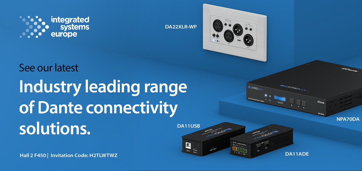 Reasons to visit Blustream at ISE - 

4.Our Dante line up includes video over IP, power amplifiers, wall plates and signal converters, all ensuring our partners can deliver advanced Dante audio integration in a host of installation environments. 

#ISE2023 #Barcelona #Blustream