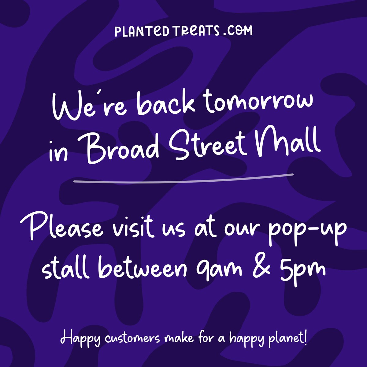 We're back tomorrow in @BroadStreetMall so please come along and say hello!

#tryplantedtreats #rdguk #RDG #readinguk #livingreading #berkshire #rdgukbusiness #plantbased #plantbasedfood #plantbasedfoodie #vegan #veganfood #veganlife #veganliving #ethicallymade #sustainableliving