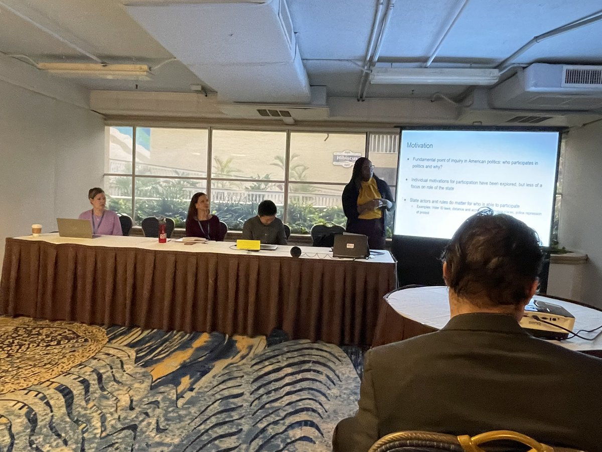 poliscigrl's tweet photo. Friday morning #CWC1 election admin panel at #spsa2023 with my co-authors @anita_manion @kimballdc - and papers by @Jamil_Scott_ @jacksantucci, Joseph Anthony, Yiming Li, Amanda Clark and Christina Barsky. https://t.co/KklzepJ1Ox