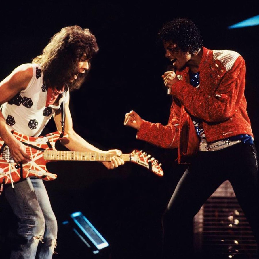 Eddie Van Halen and Michael Jackson, 1984. Photo by Lynn Goldsmith.