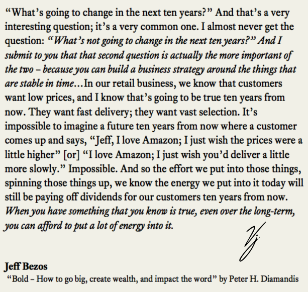 VJ_Rabindranath's tweet photo. What can investors learn from Jeff Bezos's way of thinking? Focus on things that won't change.... https://t.co/yK8iP6x0AD