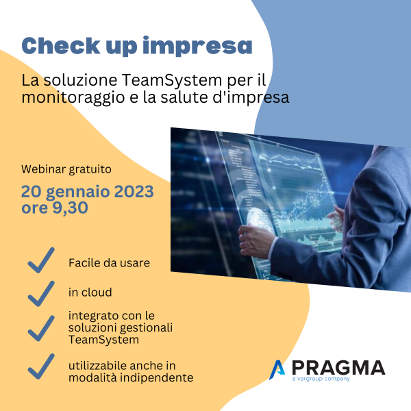 PragmaProgetti's tweet photo. 📢 Save the date 20 gennaio https://t.co/NDpGdVUhPX
Per assolvere agli obblighi previsti dal Codice della Crisi di Impresa e dell’Insolvenza entrato in vigore ufficialmente il 15 luglio 2022
💪 Scegli TeamSystem Check up impresa https://t.co/trFEeQqBxx